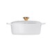 Cocotte ovale 31 cm blanc bouton doré
