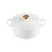 Cocotte ronde 20 cm blanc bouton doré