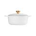 Cocotte ronde 20 cm blanc bouton doré
