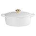 Cocotte ronde 20 cm blanc bouton doré