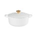 Cocotte ronde 24 cm blanc bouton doré