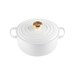 Cocotte ronde 24 cm blanc bouton doré