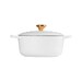 Cocotte ronde 28 cm blanc bouton doré