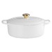 Cocotte ronde 28 cm blanc bouton doré
