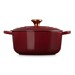 Cocotte ronde 20 cm Rouge Garnet bouton doré