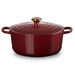 Cocotte ronde 28 cm Rouge Garnet bouton doré