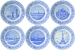 Coffret de 6 assiettes à mignardises en faïence Monuments de Paris