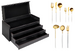 Coffret en bois noir de 130 pièces Goa en acier inoxydable brossé Gold & manche blanc