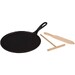 Crêpière en fonte émaillée 27 cm Noir Mat avec Râteau et Spatule à Crêpes