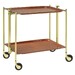 Desserte roulante et pliante 2 étages montants dorés plateaux stratifiés Bois Orme