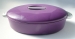 Porte plat isotherme ovale 3 L aubergine avec son plat en porcelaine blanche