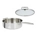 Sauteuse 28 cm inox castel pro 5 ply poignee fixe avec couvercle verre