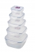 Set 5 boites Lock & Lock encastrables carrés (0,5 L/0,95 L/2,5 L/4 L) - HSM8470S
