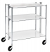 Desserte roulante et pliante 3 étages montants chromés plateaux stratifiés blanc