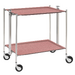 Table roulante pliante, desserte de cuisine 2 étages montants chromés plateaux stratifiés Secret - Rose Clair - Textable