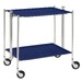 Table roulante pliante, desserte de cuisine 2 étages montants chromés plateaux stratifiés Lin - Marine - Textable