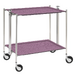 Table roulante pliante, desserte de cuisine 2 étages montants chromés plateaux stratifiés Lin - Parme- Textable