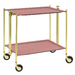 Table roulante pliante, desserte de cuisine 2 étages montants dorés plateaux stratifiés Secret - Rose Clair - Textable
