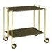 Table roulante pliante, desserte de cuisine 2 étages montants dorés plateaux stratifiés Secret - Vert Olive - Textable