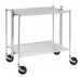 Desserte roulante et pliante 2 étages montants chromés plateaux acryliques givré