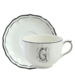 Tasse & soucoupe jumbo N FILET MANGANESE MONOGRAMME