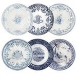 Coffret de 6 Assiettes Plates Assorties LES DEPAREILLEES BLEU