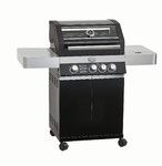Barbecue a gaz 3 bruleurs 60 x 16 cm habillage noir Videro G3