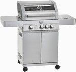 Barbecue a gaz 3 bruleurs 60 x 16 cm habillage inox