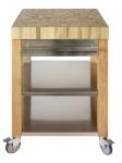Billot de Cuisine Top Bois avec Etageres et Facade Inox 60 cm