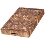 Billot en teck bois de bout de bout avec rigole ep 6,4 cm 52 x 36 cm