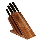 Bloc a couteaux en noyer aimante tout equipe de 6 couteaux Kasumi Tora
