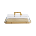 Boite a fromage avec cloche en verre et plateau en bambou 34 x 25 cm