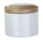 Boite a sel en porcelaine blanche avec support et crochets