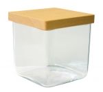 Boite a sel en verre, couvercle bois