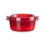 Cocotte en fonte emaillee DOUFEU ovale 32 cm Cerise