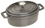 Cocotte en fonte ovale gris graphite 15 cm avec couvercle a bouton laiton