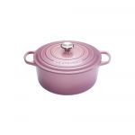 Cocotte Signature en fonte emaillee ronde 20 cm Mauve Pink
