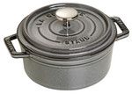 Cocotte en fonte ronde gris graphite 14 cm avec couvercle a bouton laiton