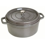 Cocotte en fonte ronde gris graphite 30 cm avec couvercle a bouton laiton