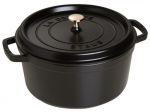 Cocotte en fonte ronde noire 18 cm avec couvercle a bouton laiton