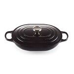 Cocotte oblongue en fonte emaillee pour braiser & gratiner 31 cm 3,4 litres noir