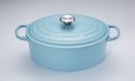 Cocotte ovale bleu riviera 29cm - bouton metal