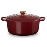 Cocotte ronde 28 cm Rouge Garnet bouton dore