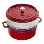 Cocotte ronde avec panier vapeur 26 cm Cerise