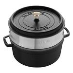 Cocotte ronde avec panier vapeur 24 cm Noir mat
