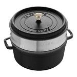 Cocotte ronde avec panier vapeur 26 cm Noir mat