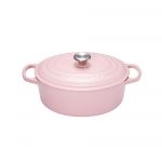 Cocotte Signature en fonte emaillee ovale 27 cm rose Chiffon Pink