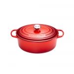 Cocotte Signature en fonte emaillee ovale 27 cm Cerise