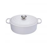 Cocotte Signature en fonte emaillee ovale 29 cm blanc Coton
