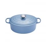 Cocotte Signature en fonte emaillee ovale 29 cm bleu Mineral